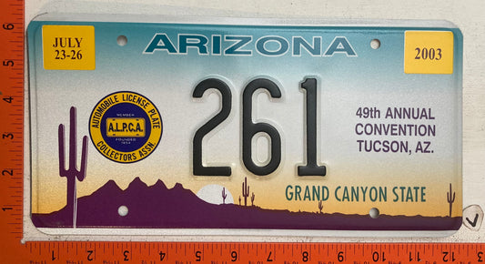 2003 ALPCA Convention, Tuscon, Arizona #261 Souvenir License Plate