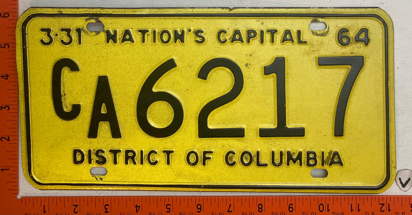 1964 Washington, DC #C/A 6217 Commercial License Plate