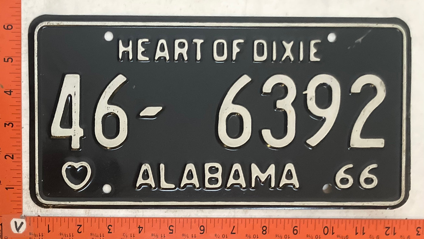 1966 Alabama #46-6392 Passenger License Plate