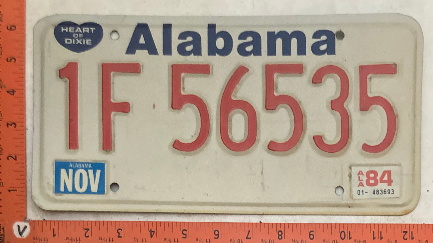 1984 Alabama #1F 56535 Passenger License Plate