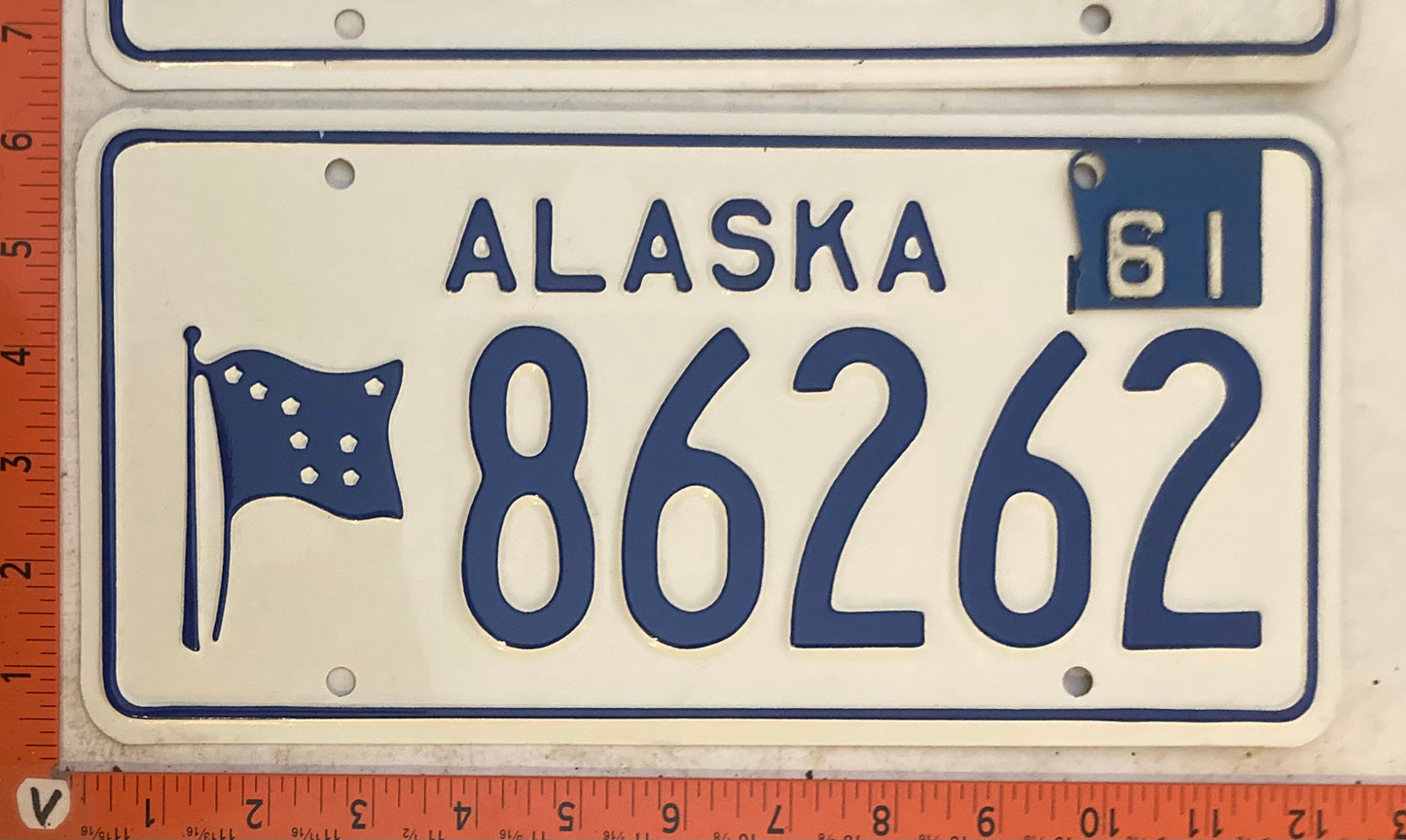 1961 Alaska #86262 Passenger License Plate (Pair)