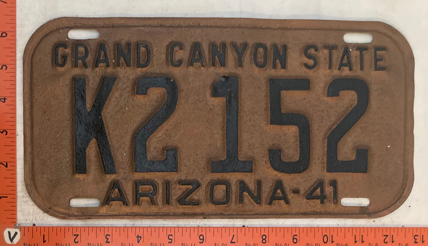 1941 Arizona #K2 152 Passenger License Plate (Repaint)