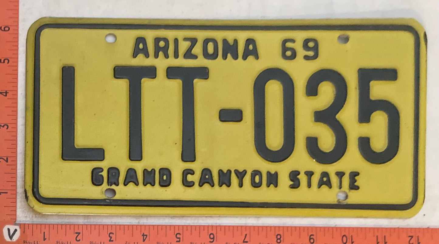 1969 Arizona #LTT-035 Passenger License Plate