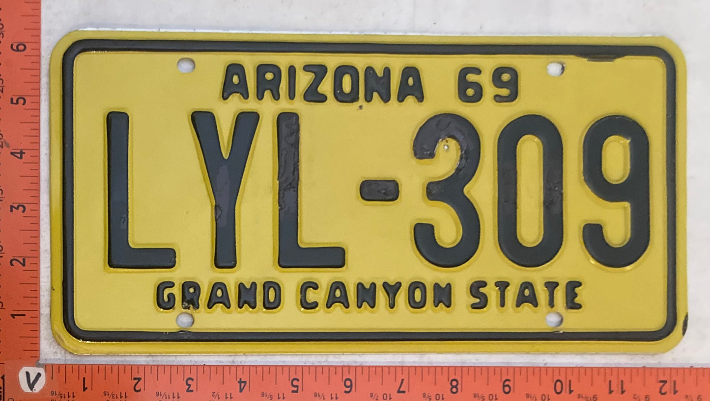 1969 Arizona #LYL-309 Passenger License Plate
