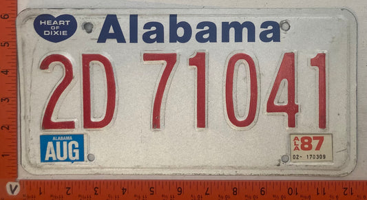 1987 Alabama #2D 71041 Passenger License Plate