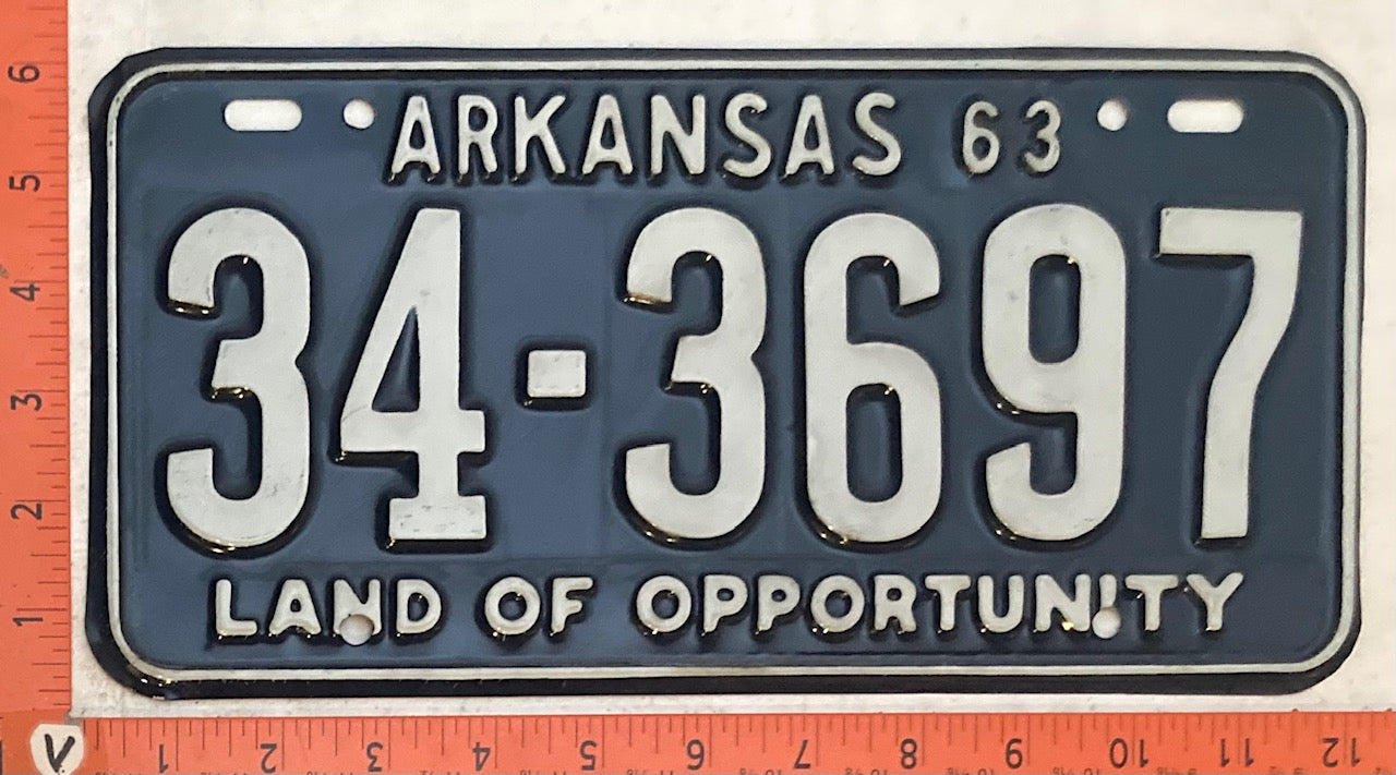 1963 Arkansas #34-3697 Passenger License Plate