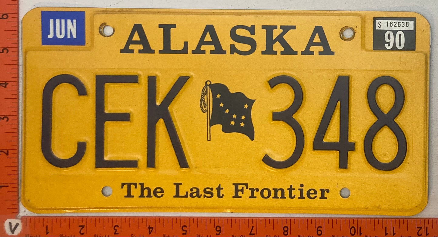 1990 Alaska #CEK 348 Passenger License Plate