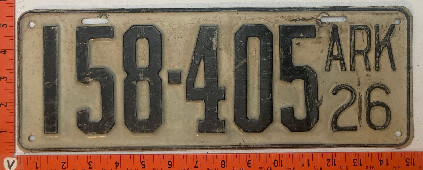1926 Arkansas #158-405 Passenger License Plate