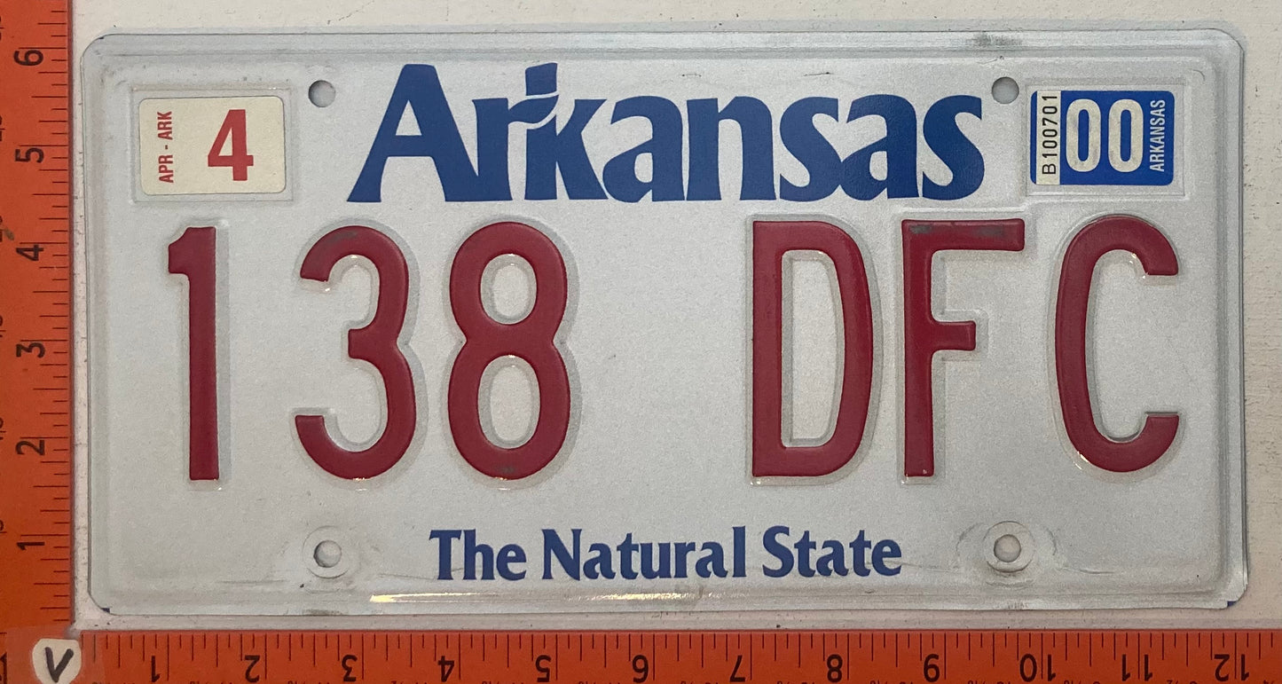 2000 Arkansas #138 DFC Passenger License Plate