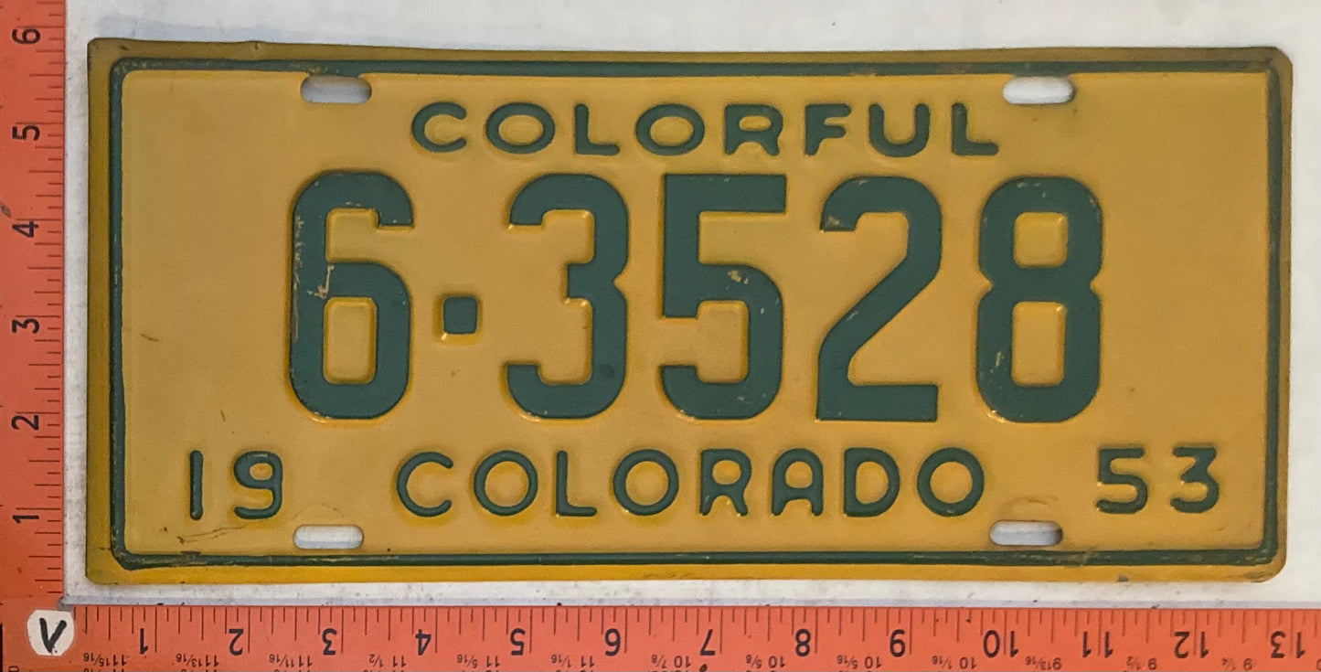 1953 Colorado #6-3528 Passenger License Plate