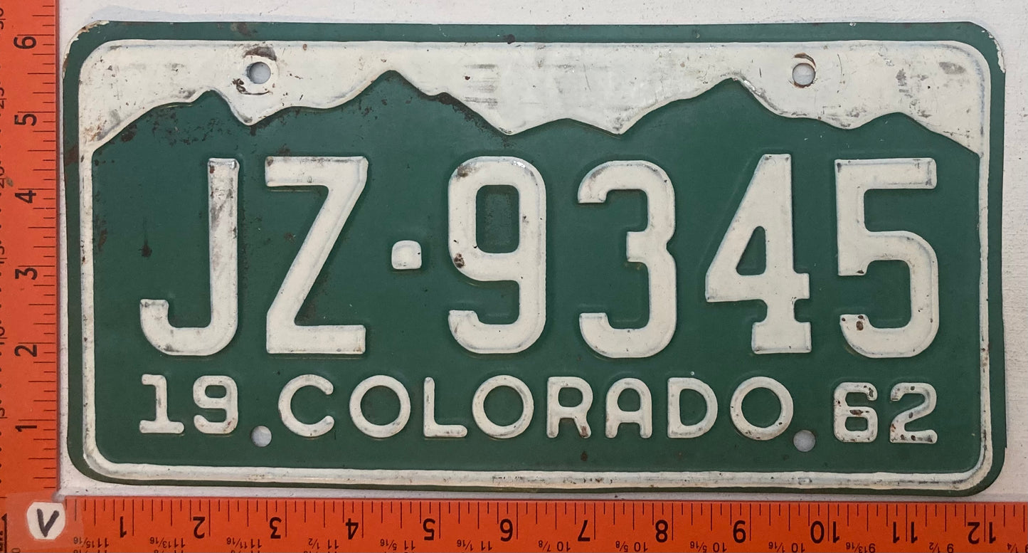 1962 Colorado #JZ-9345 Passenger License Plate