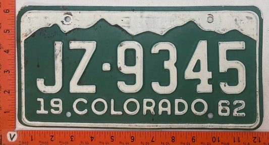 1962 Colorado #JZ-9345 Passenger License Plate