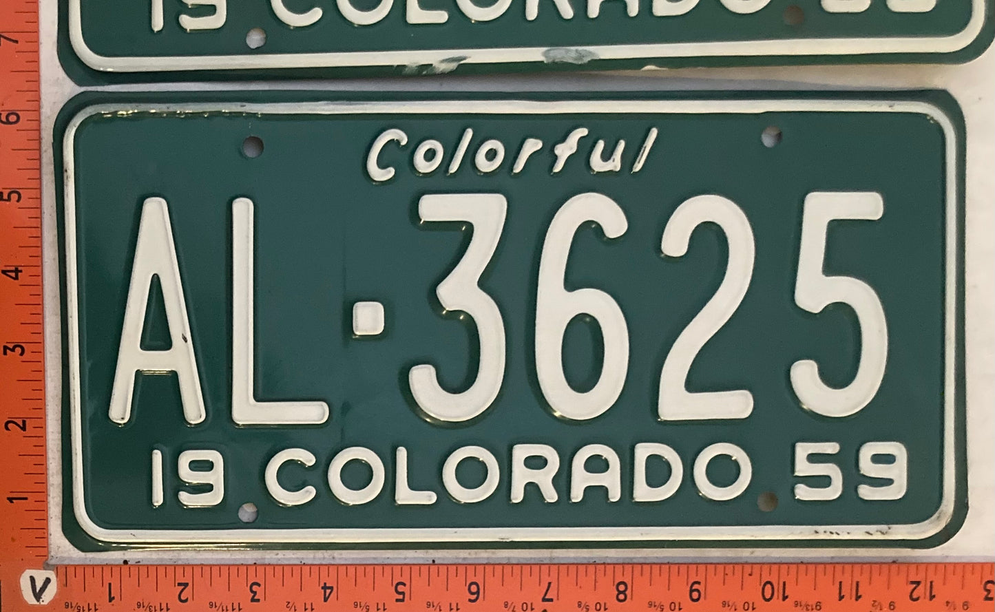 1959 Colorado #AL-3625 Passenger License Plate (Pair)