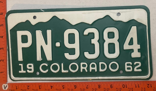 1962 Colorado #PN-9384 Passenger License Plate