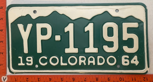 1964 Colorado #YP-1195 Passenger License Plate