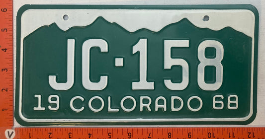 1968 Colorado #JC-158 Passenger License Plate