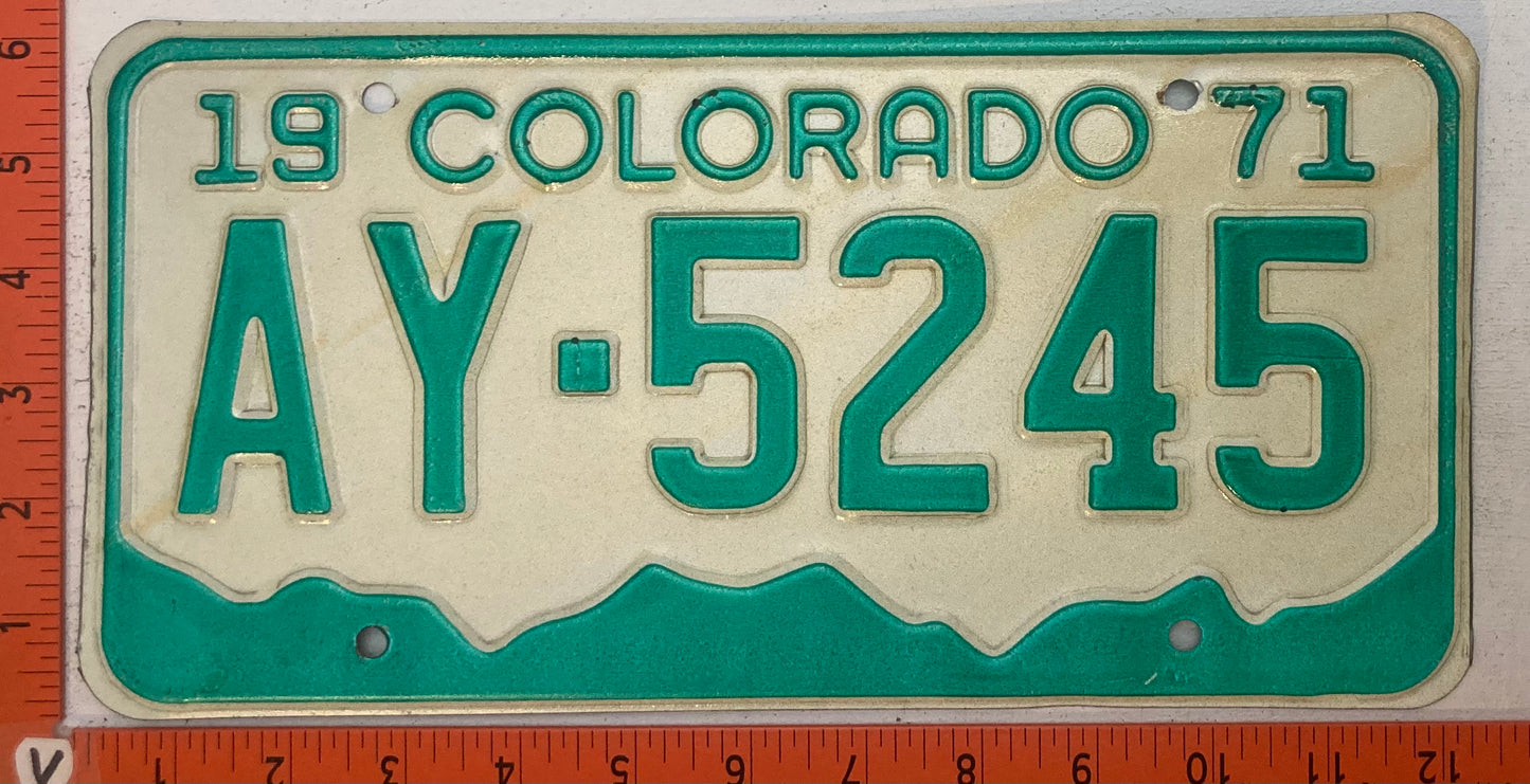 1971 Colorado #AY-5245 Passenger License Plate