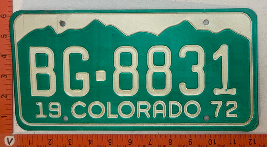1972 Colorado #BG-8831 Passenger License Plate