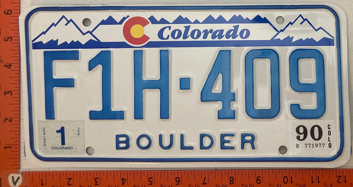 1990 Colorado #F1H-409 Passenger License Plate