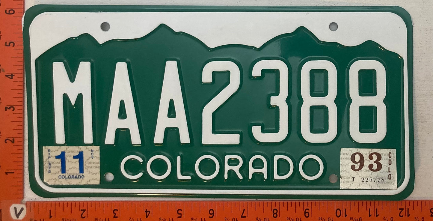 1993 Colorado #MAA-2388 Passenger License Plate