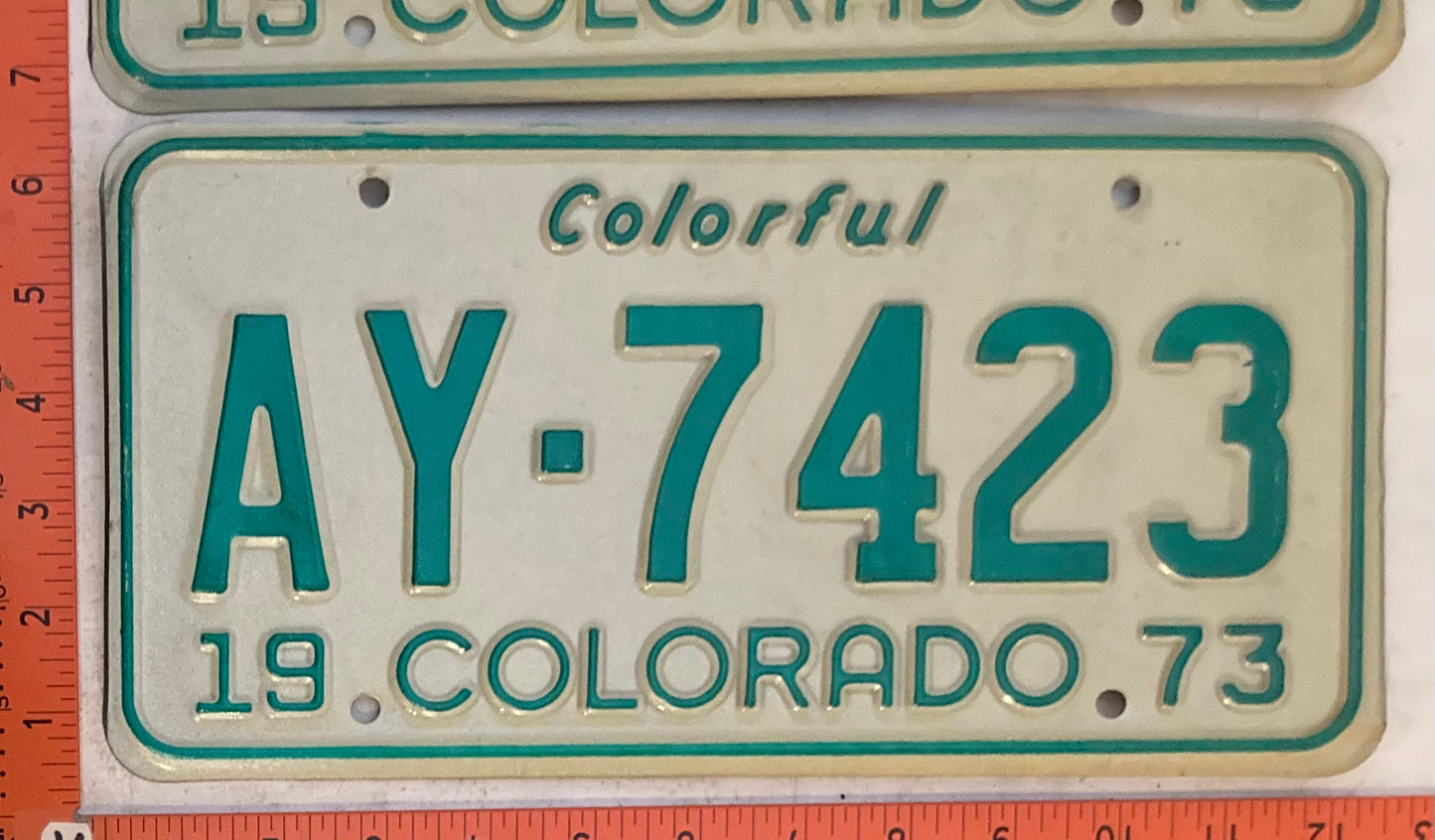 1973 Colorado #AY-7423 Passenger License Plate (Pair)