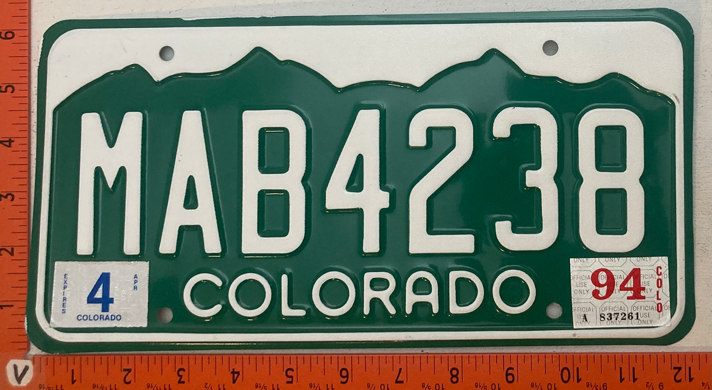 1994 Colorado #MAB4238 Passenger License Plate