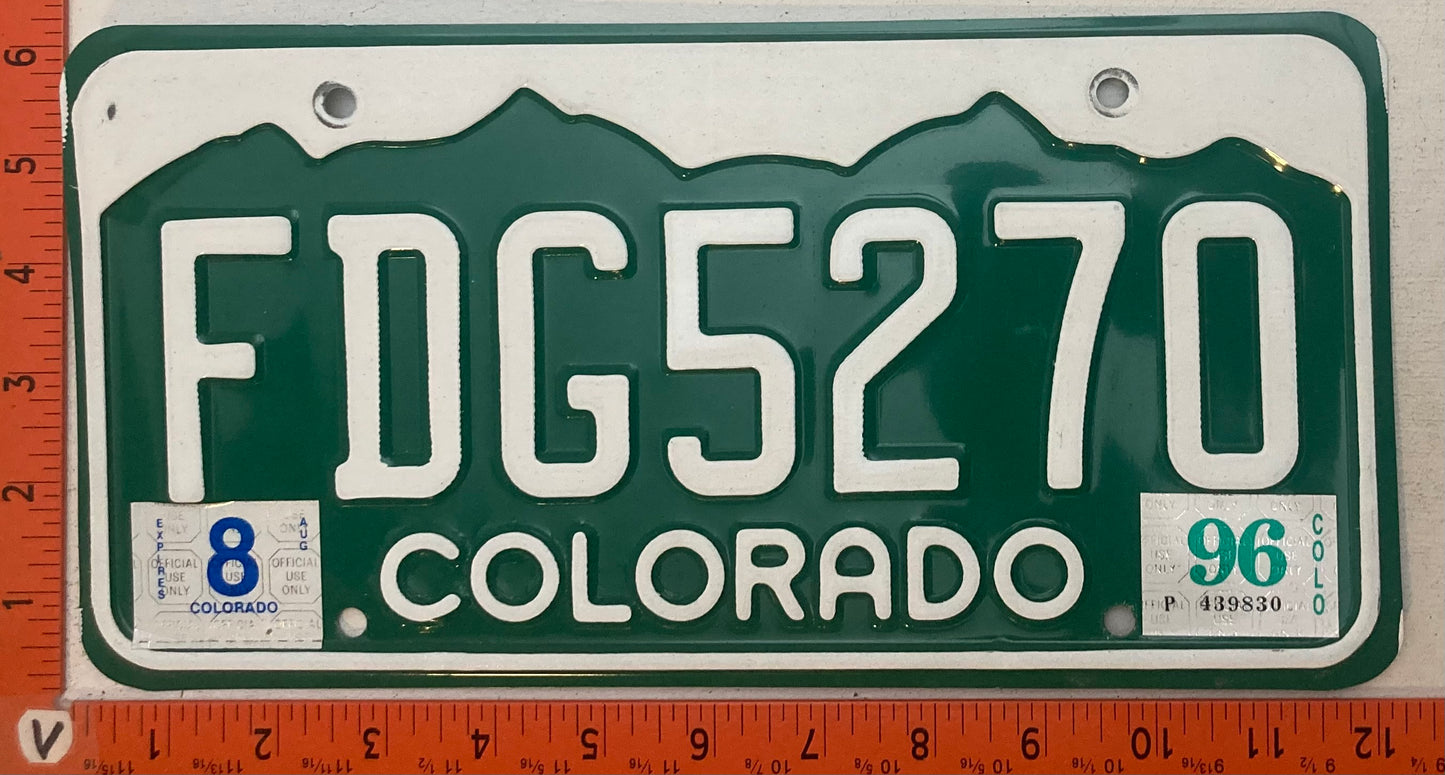 1996 Colorado #FDG5270 Passenger License Plate