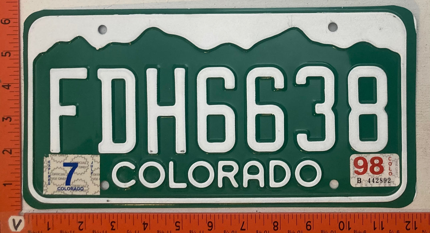 1998 Colorado #FDH6638 Passenger License Plate