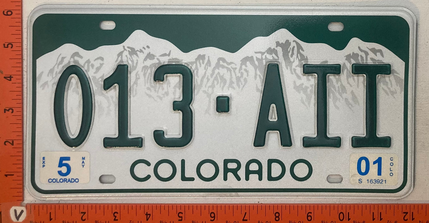 2001 Colorado #013 - AII Passenger License Plate