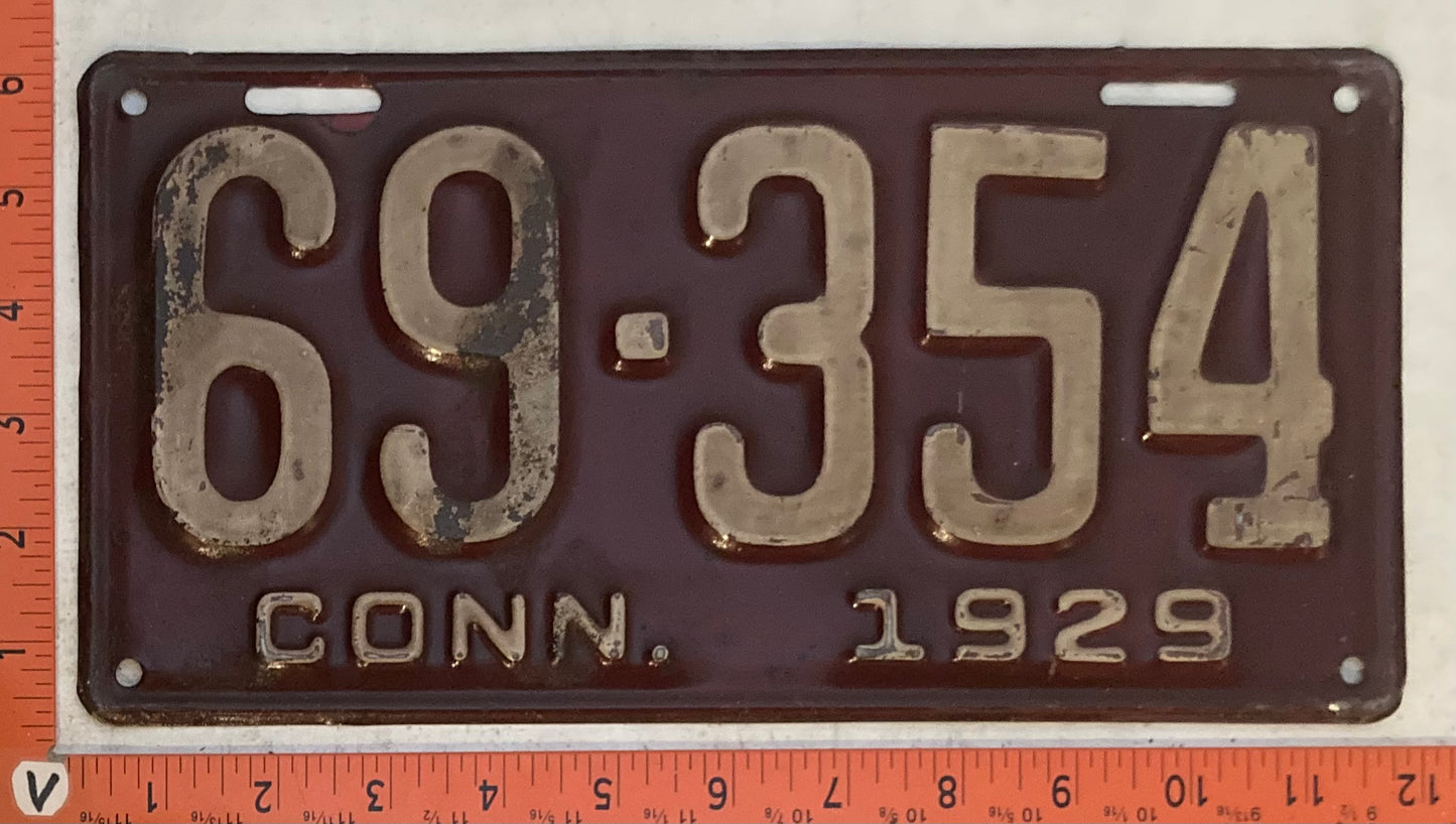 1929 Connecticut #69-354 Passenger License Plate