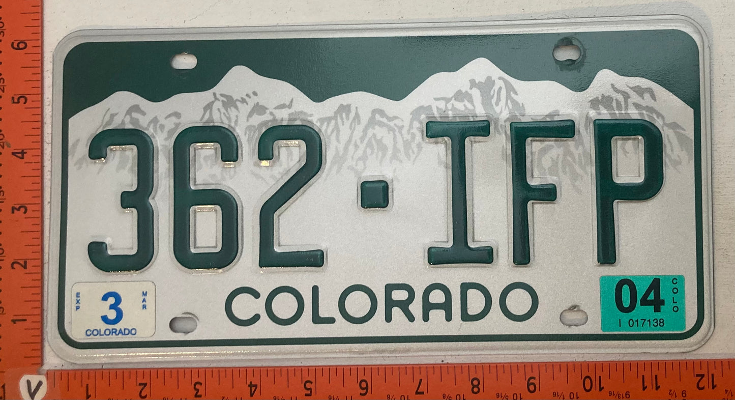 2004 Colorado #362-IFP Passenger License Plate