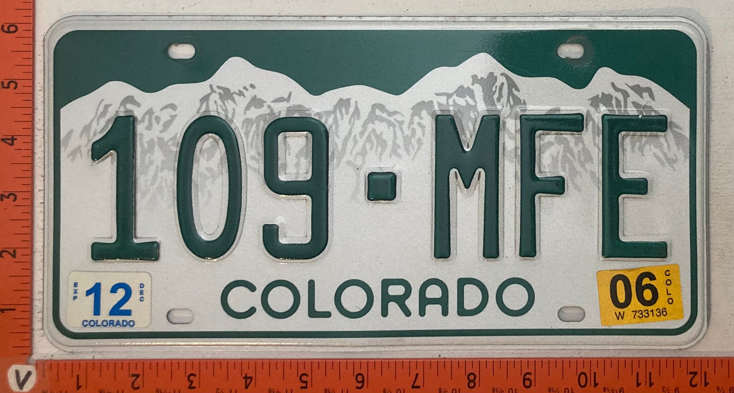 2006 Colorado #109-MFE Passenger License Plate