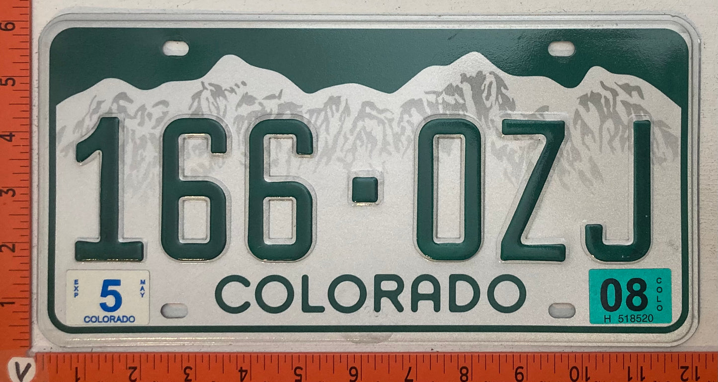 2008 Colorado #166-OZJ Passenger License Plate