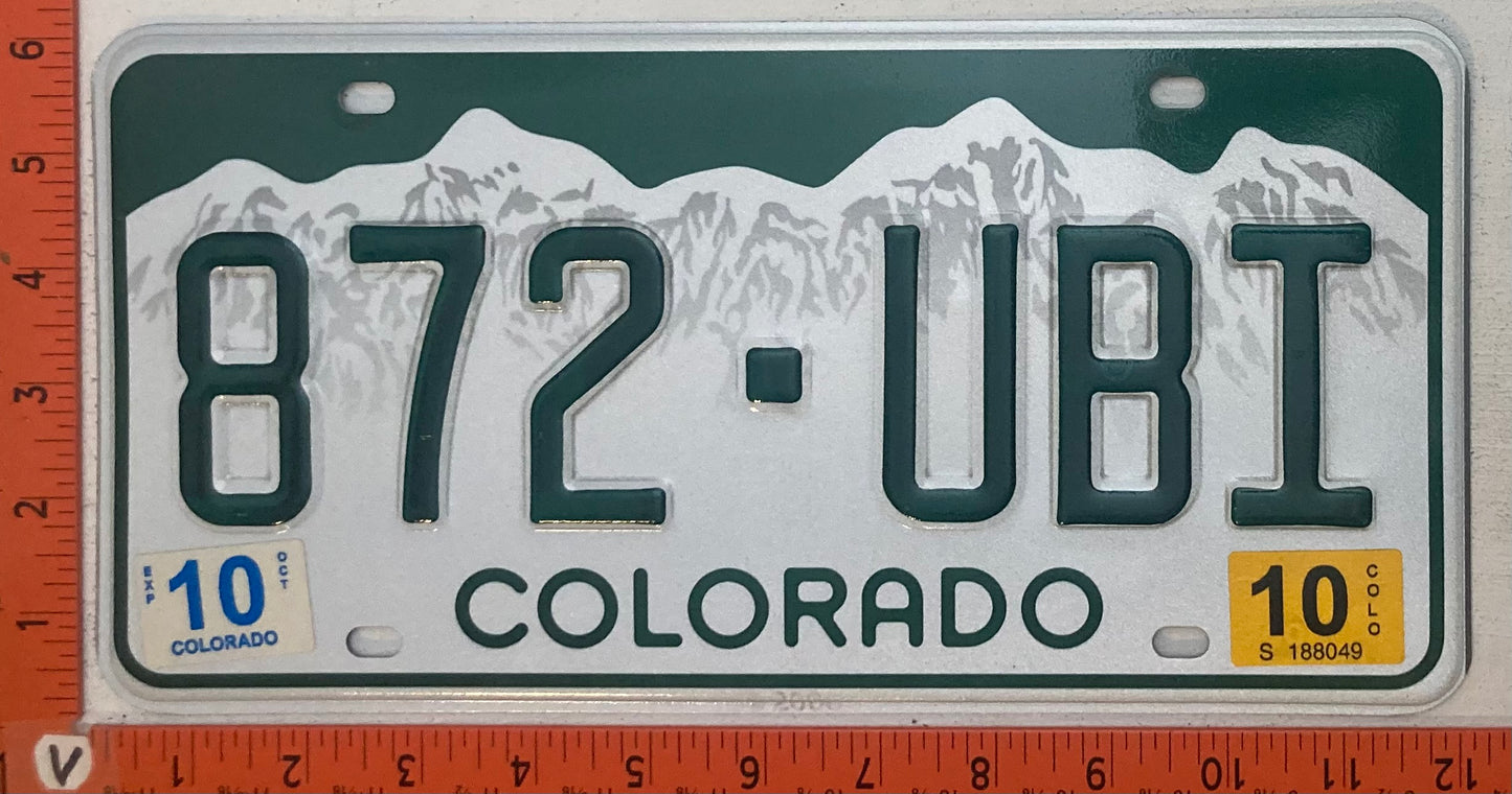 2010 Colorado #872-UBI Passenger License Plate