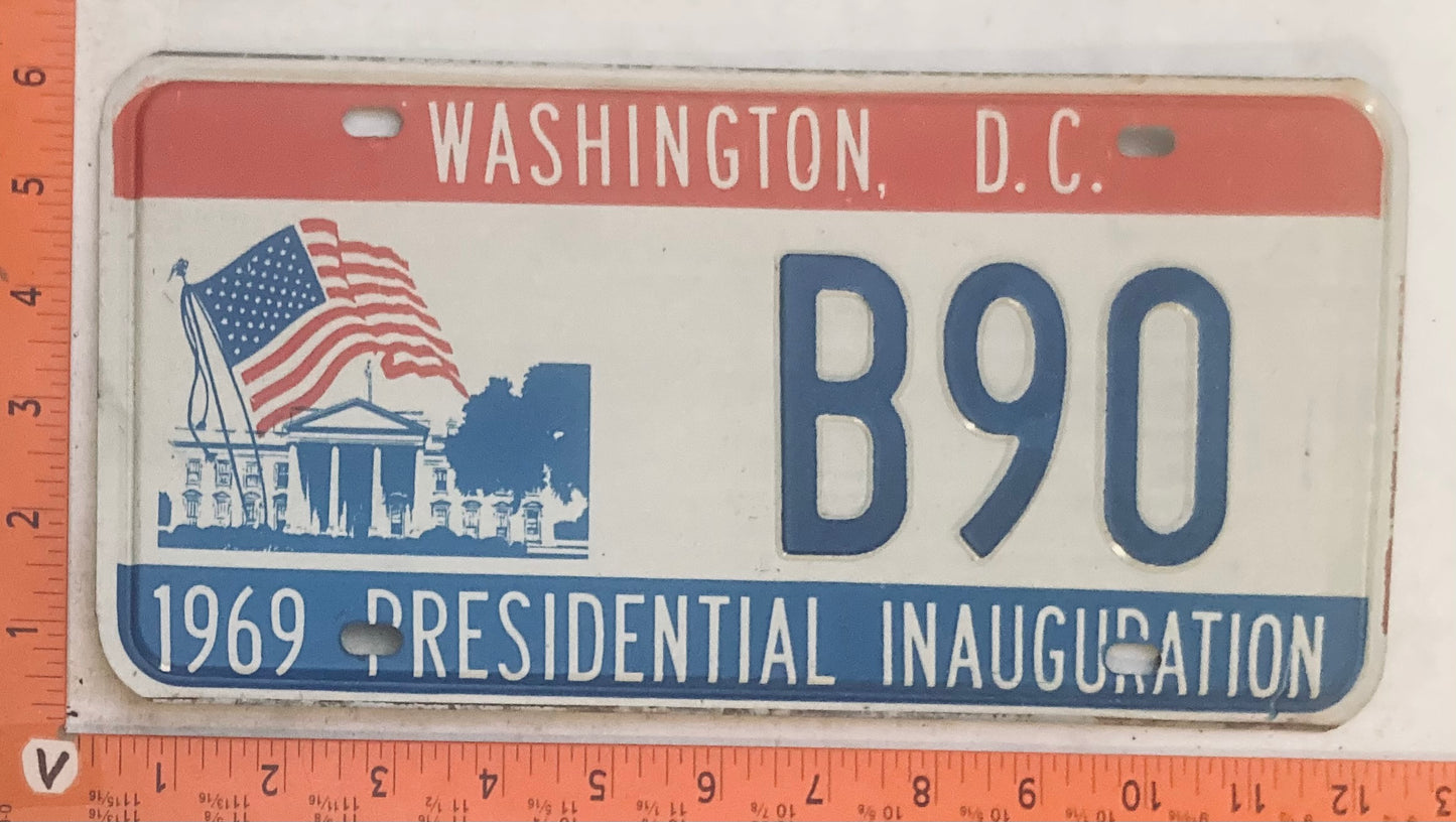 1969 Washington, DC #B 90 Presidential Inaugural License Plate