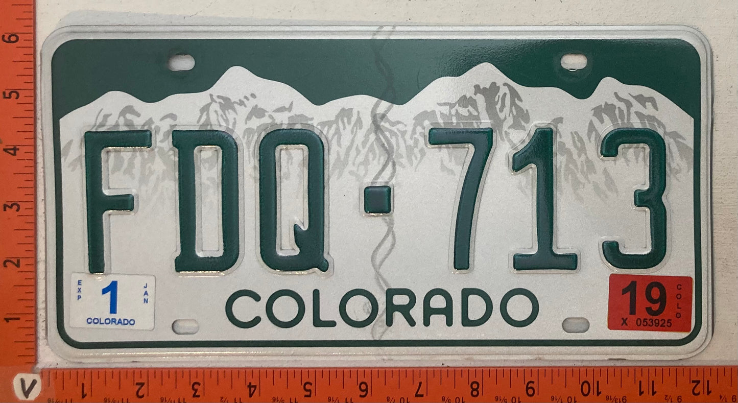 2019 Colorado #FDQ-713 Passenger License Plate