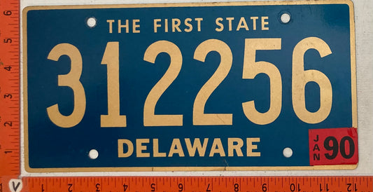 1990 Delaware #312256 Passenger License Plate