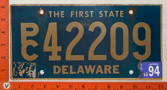 1994 Delaware #P/C 42209 Passenger License Plate