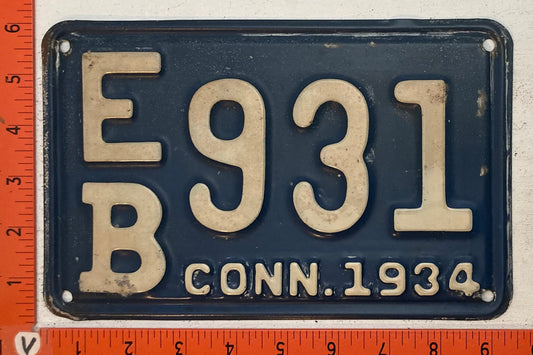 1934 Connecticut #E/B 931 Passenger License Plate