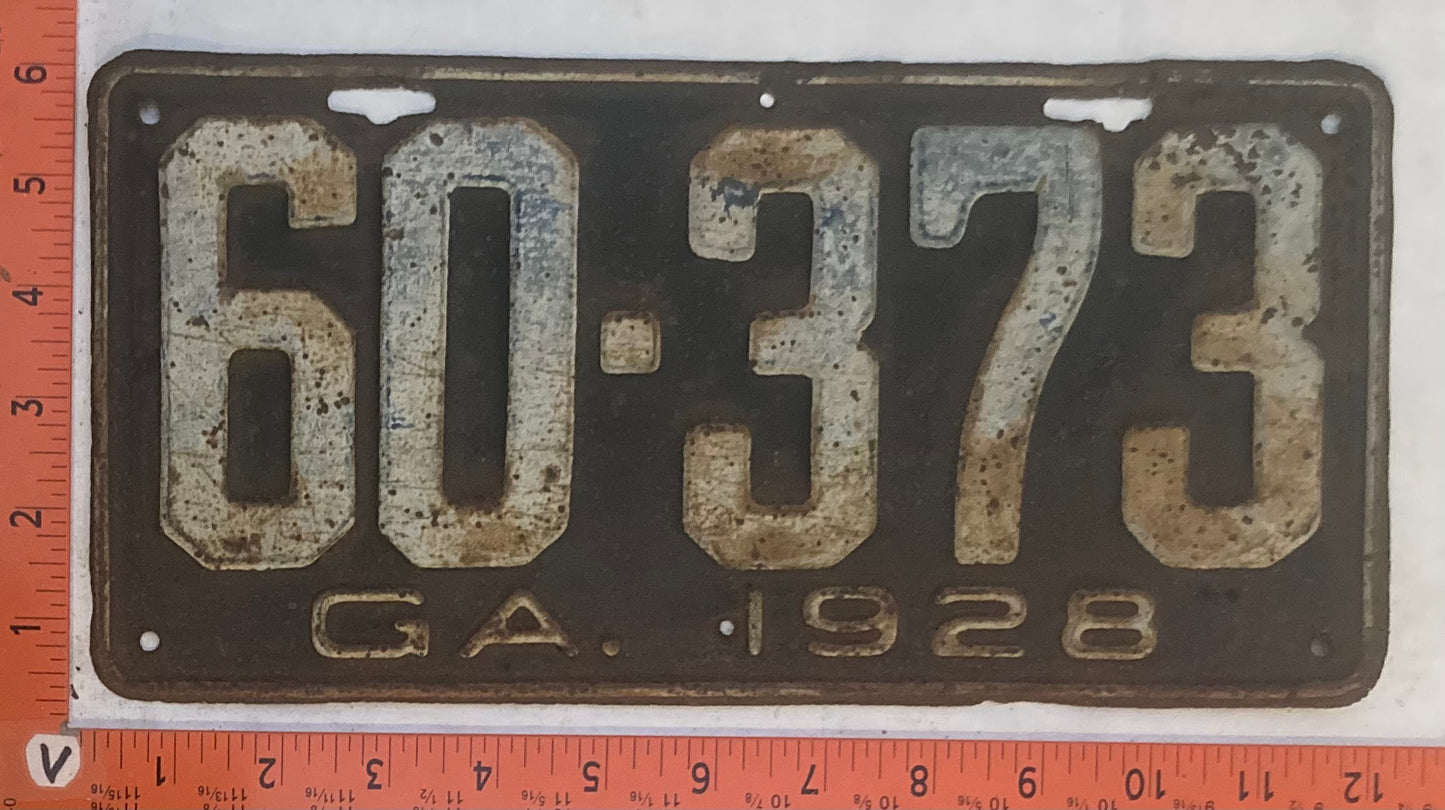 1928 Georgia #60-373 Passenger License Plate