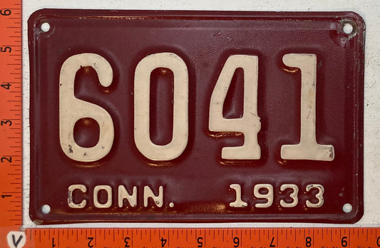 1933 Connecticut #6041 Passenger License Plate