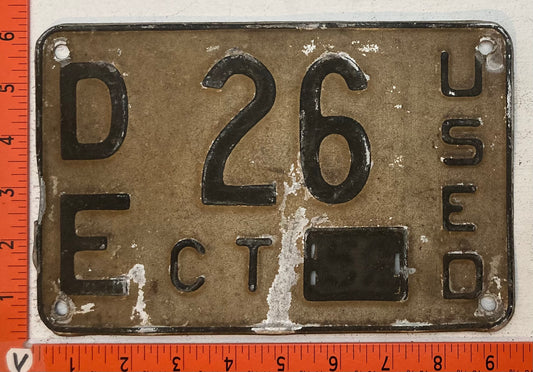 Undated Connecticut #D/E 26 Used Car Dealer License Plate