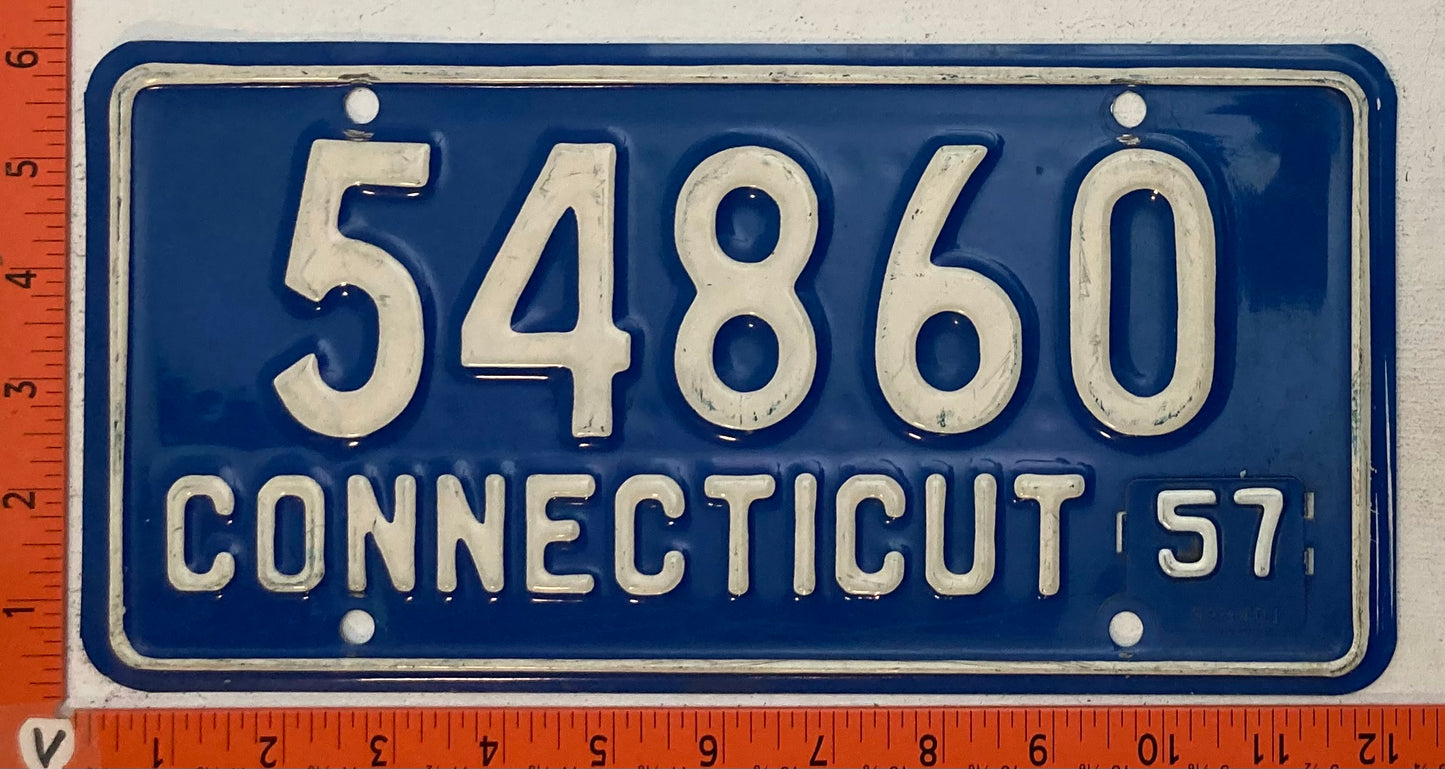 1957 Connecticut #54860 Passenger License Plate