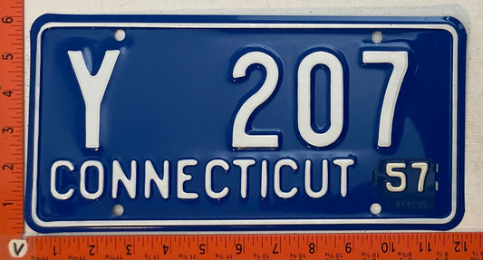 1957 Connecticut #Y 207 Passenger License Plate