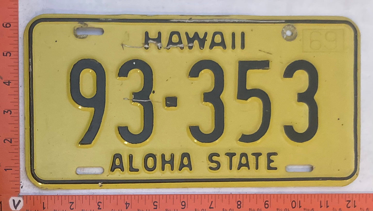 1969 Hawaii #93-353 Truck License Plate