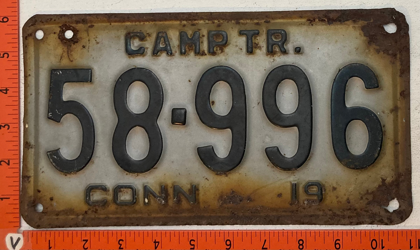 Undated Connecticut #58-996 Camp Trailer License Plate