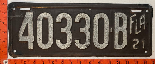 1921 Florida #40330 - B Passenger License Plate