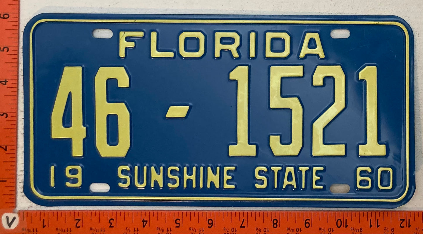 1960 Florida #46-1521 Passenger License Plate