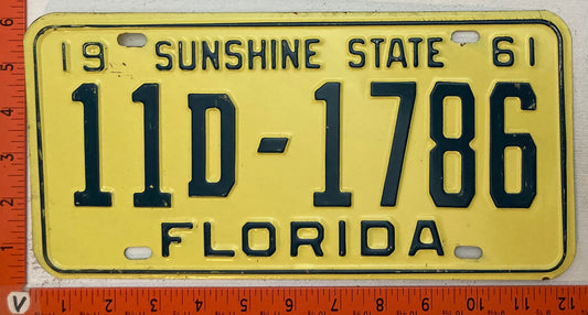 1961 Florida #11D-1786 Passenger License Plate