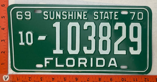 1970 Florida #10-103829 Passenger License Plate